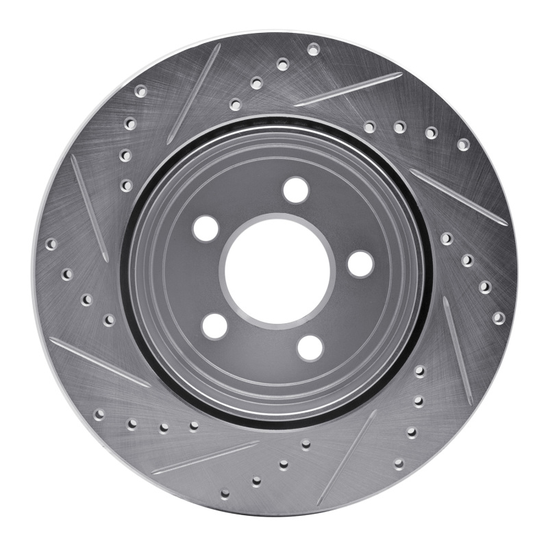 Chrysler 300 Brake Rotor (1) - Rear Right - R1 Concepts - Drilled & Slotted - Silver - `05-`23